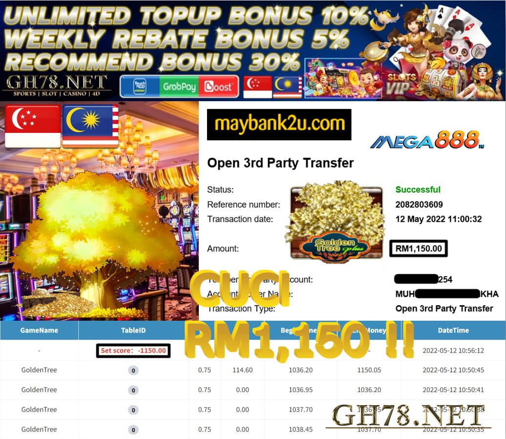 MEGA888 '' GOLDEN TREE '' CUCI RM 1,150 ♥