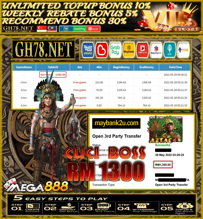 MEGA888 '' AZTEC '' CUCI RM1,300 ♥