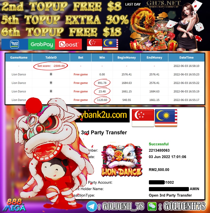 MEGA888 '' LION DANCE '' CUCI RM2,500 ♥ 