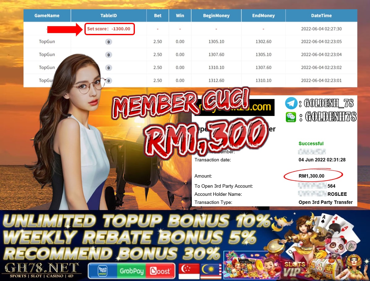 MEMBER MAIN MEGA888 CUCI RM1,300 !!