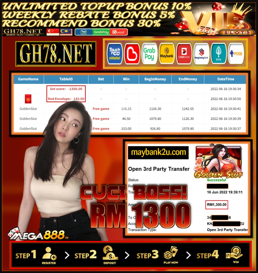 MEGA888 '' GOLDEN SLUT '' CUCI RM1,300 ♥