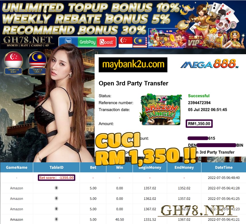 MEMBER MAIN MEGA888 CUCI RM1,350 !!