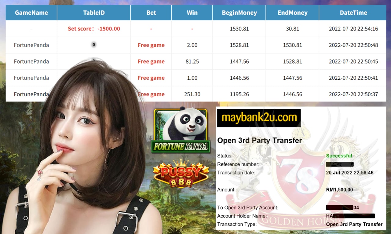 PUSSY888 '' FORTUNE PANDA '' CUCI RM 1,500 ♥