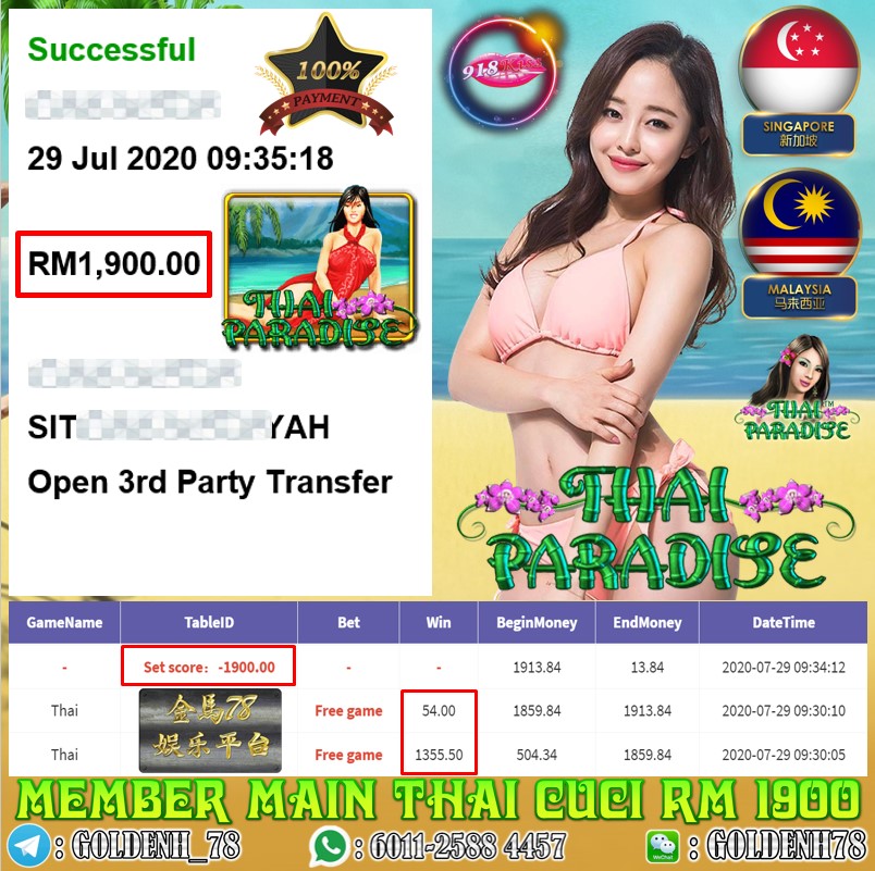 918KISS FT.THAI PARADISE KENA FREE GAME CUCI RM1900