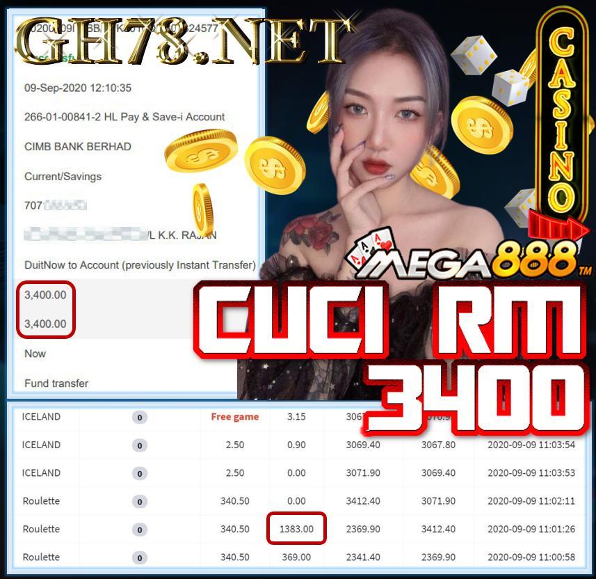 MEMBER MAIN MEGA888 CUCI RM3400 !!