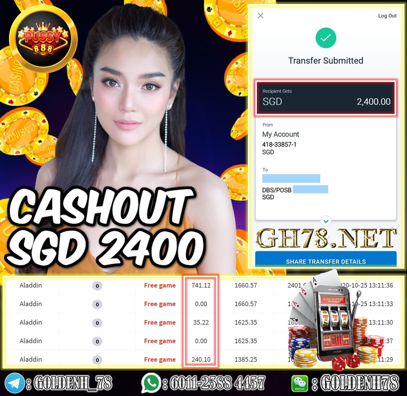 MEMBER PLAY MEGA888 FT. ALADDIN CASHOUT SGD2400