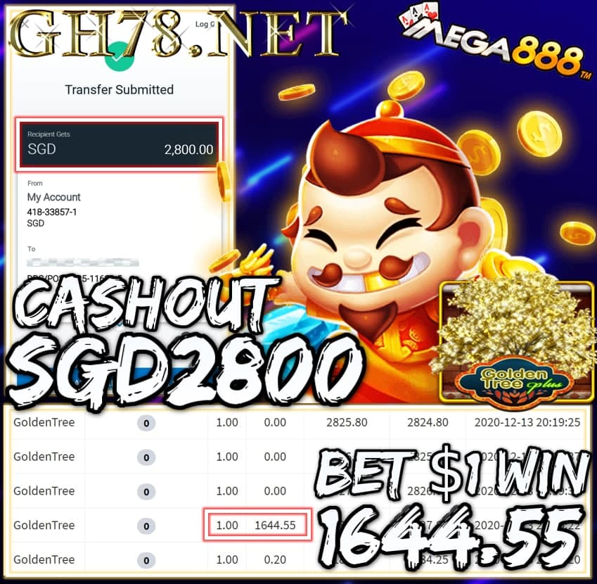 MEMBER PLAY MEGA888 CASHOUT SGD2800 !!!