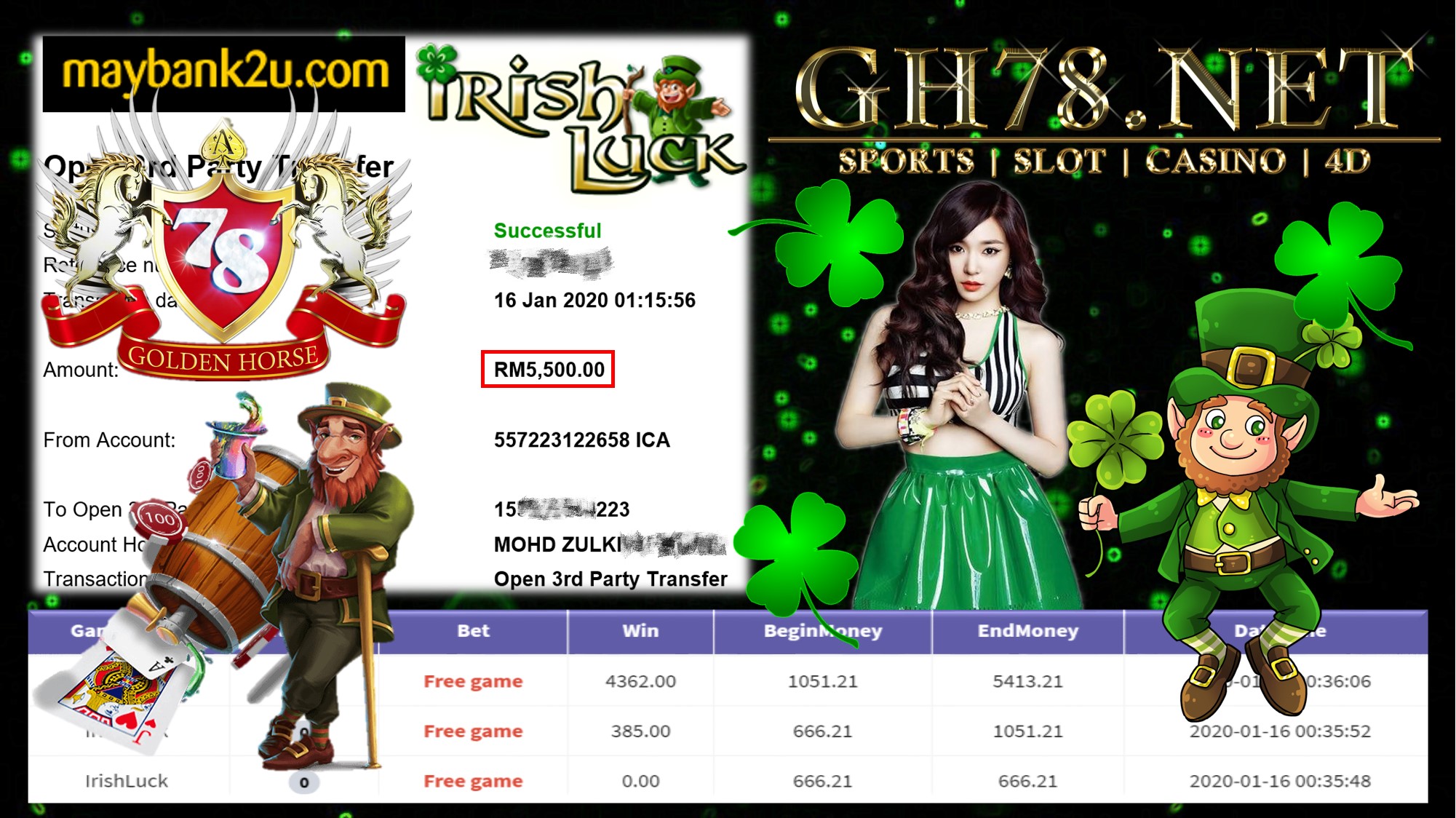 2020 NEW YEAR !!! MEMBER MAIN 918KISS FT.IRISHLUCK WITHDRAW RM5500 !!!